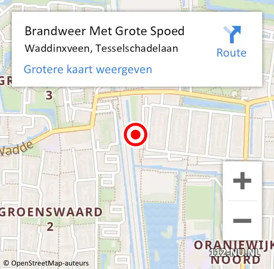 Locatie op kaart van de 112 melding: Brandweer Met Grote Spoed Naar Waddinxveen, Tesselschadelaan op 23 maart 2024 23:36