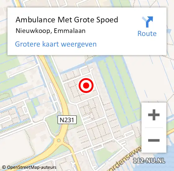 Locatie op kaart van de 112 melding: Ambulance Met Grote Spoed Naar Nieuwkoop, Emmalaan op 24 maart 2024 00:05