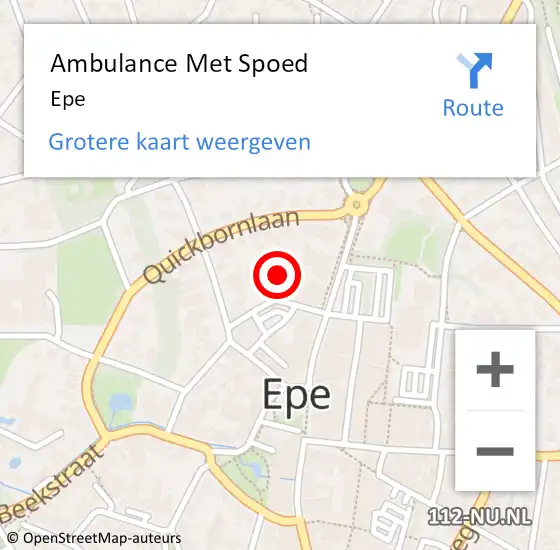 Locatie op kaart van de 112 melding: Ambulance Met Spoed Naar Epe op 24 maart 2024 00:07