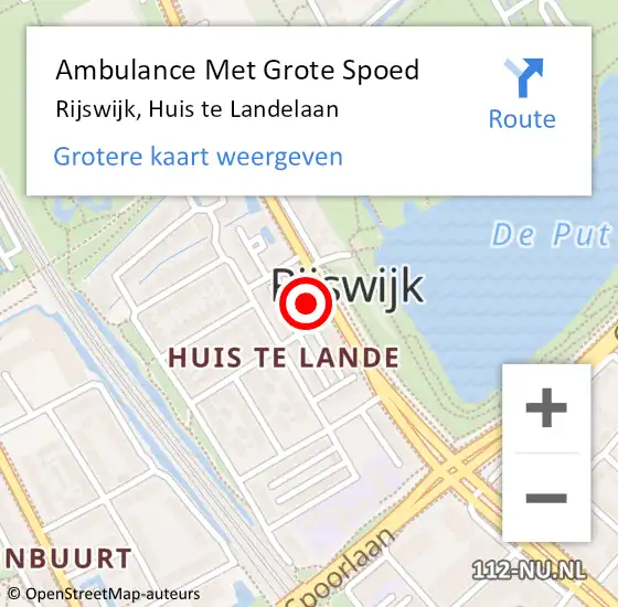 Locatie op kaart van de 112 melding: Ambulance Met Grote Spoed Naar Rijswijk, Huis te Landelaan op 24 maart 2024 00:18