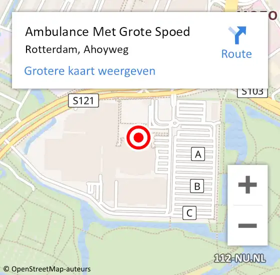 Locatie op kaart van de 112 melding: Ambulance Met Grote Spoed Naar Rotterdam, Ahoyweg op 24 maart 2024 00:33
