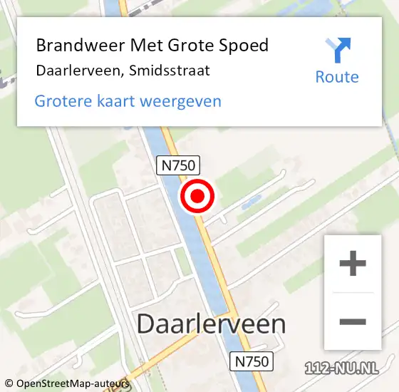 Locatie op kaart van de 112 melding: Brandweer Met Grote Spoed Naar Daarlerveen, Smidsstraat op 24 maart 2024 00:46