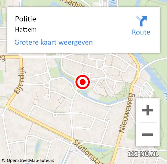 Locatie op kaart van de 112 melding: Politie Hattem op 24 maart 2024 00:46