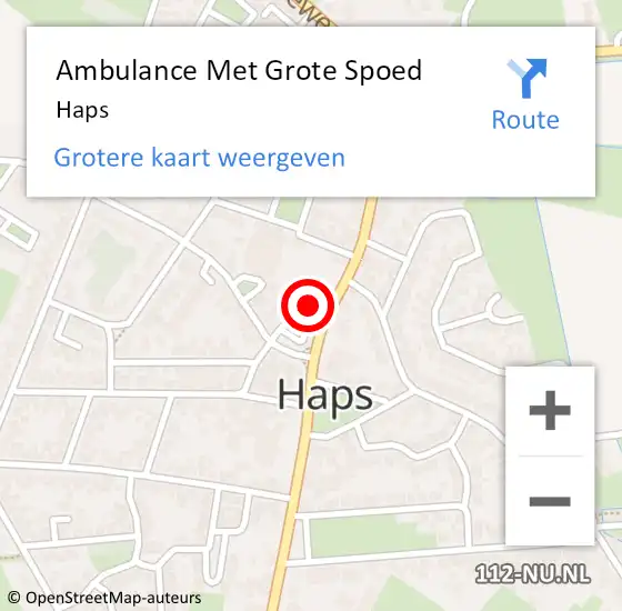 Locatie op kaart van de 112 melding: Ambulance Met Grote Spoed Naar Haps op 24 maart 2024 01:07