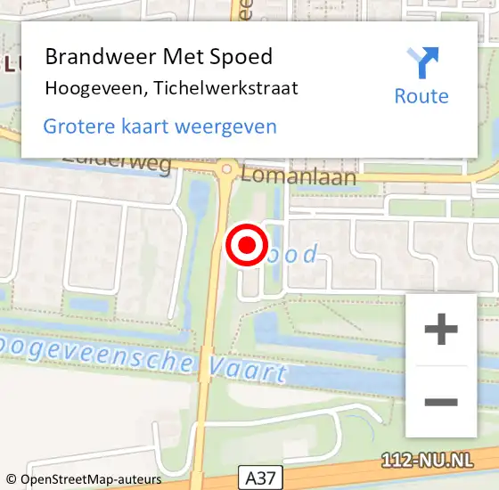 Locatie op kaart van de 112 melding: Brandweer Met Spoed Naar Hoogeveen, Tichelwerkstraat op 24 maart 2024 01:45