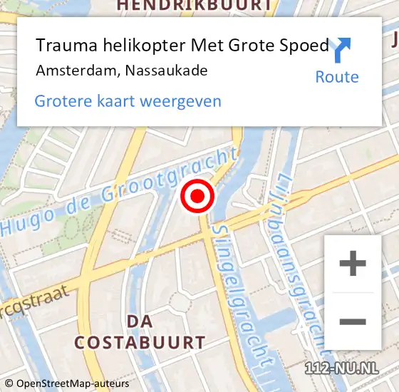 Locatie op kaart van de 112 melding: Trauma helikopter Met Grote Spoed Naar Amsterdam, Nassaukade op 24 maart 2024 02:03