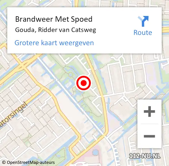 Locatie op kaart van de 112 melding: Brandweer Met Spoed Naar Gouda, Ridder van Catsweg op 24 maart 2024 02:56