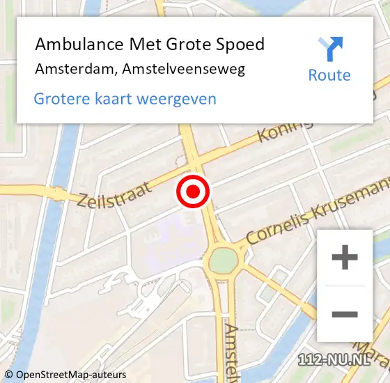 Locatie op kaart van de 112 melding: Ambulance Met Grote Spoed Naar Amsterdam, Amstelveenseweg op 24 maart 2024 02:57