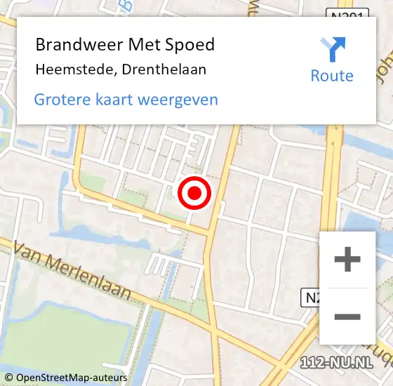 Locatie op kaart van de 112 melding: Brandweer Met Spoed Naar Heemstede, Drenthelaan op 24 maart 2024 04:34