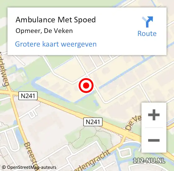 Locatie op kaart van de 112 melding: Ambulance Met Spoed Naar Opmeer, De Veken op 24 maart 2024 06:55