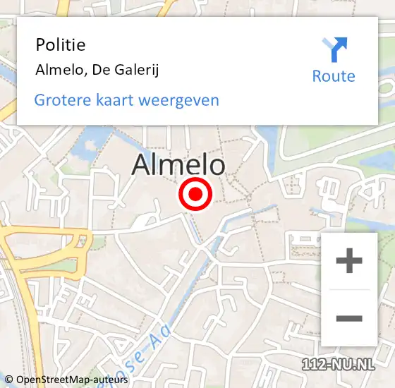 Locatie op kaart van de 112 melding: Politie Almelo, De Galerij op 24 maart 2024 06:56