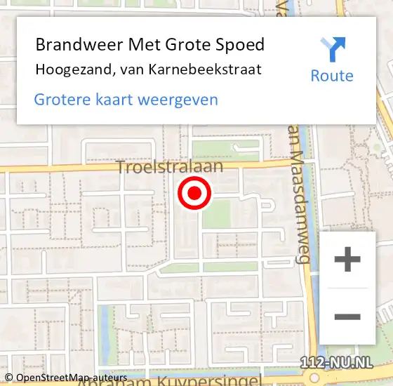 Locatie op kaart van de 112 melding: Brandweer Met Grote Spoed Naar Hoogezand, van Karnebeekstraat op 24 maart 2024 07:47