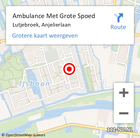 Locatie op kaart van de 112 melding: Ambulance Met Grote Spoed Naar Lutjebroek, Anjelierlaan op 24 maart 2024 08:12