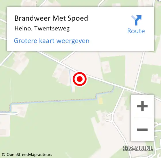 Locatie op kaart van de 112 melding: Brandweer Met Spoed Naar Heino, Twentseweg op 24 maart 2024 08:47