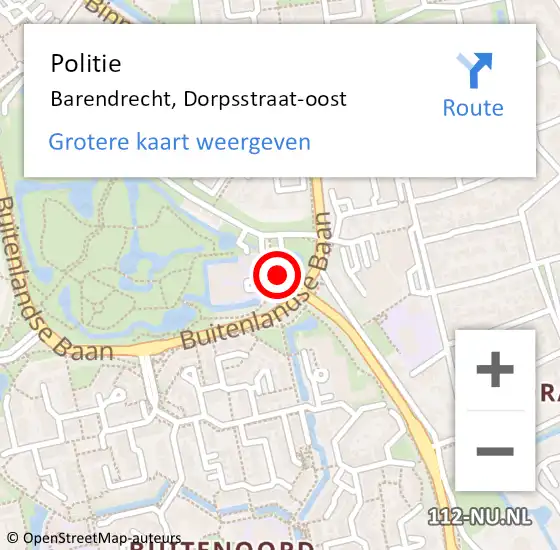 Locatie op kaart van de 112 melding: Politie Barendrecht, Dorpsstraat-oost op 24 maart 2024 08:54