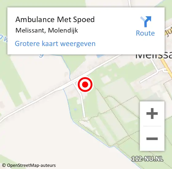 Locatie op kaart van de 112 melding: Ambulance Met Spoed Naar Melissant, Molendijk op 24 maart 2024 09:15