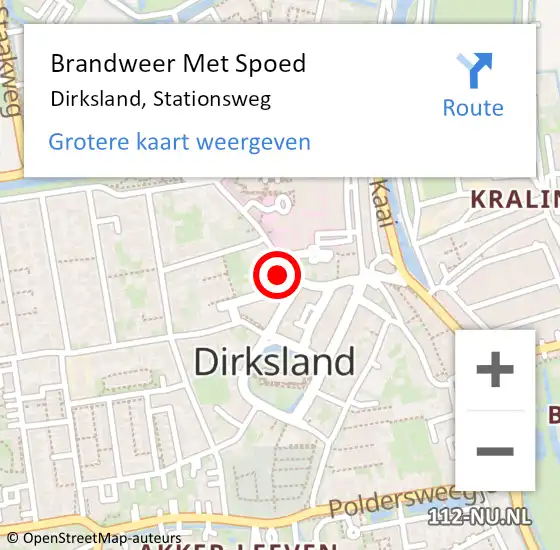 Locatie op kaart van de 112 melding: Brandweer Met Spoed Naar Dirksland, Stationsweg op 24 maart 2024 09:22