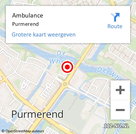 Locatie op kaart van de 112 melding: Ambulance Purmerend op 24 maart 2024 09:46