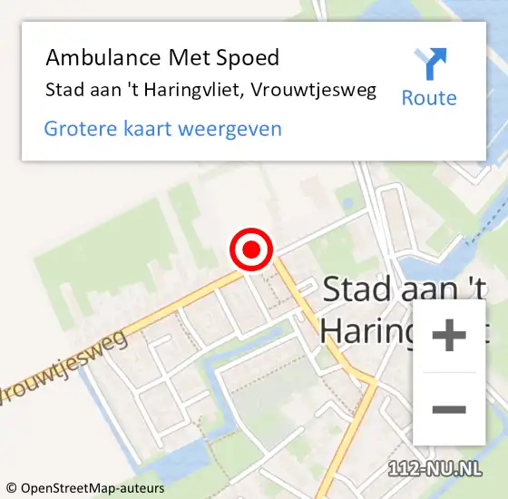 Locatie op kaart van de 112 melding: Ambulance Met Spoed Naar Stad aan 't Haringvliet, Vrouwtjesweg op 24 maart 2024 09:55