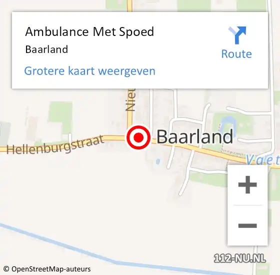 Locatie op kaart van de 112 melding: Ambulance Met Spoed Naar Baarland op 24 maart 2024 10:21