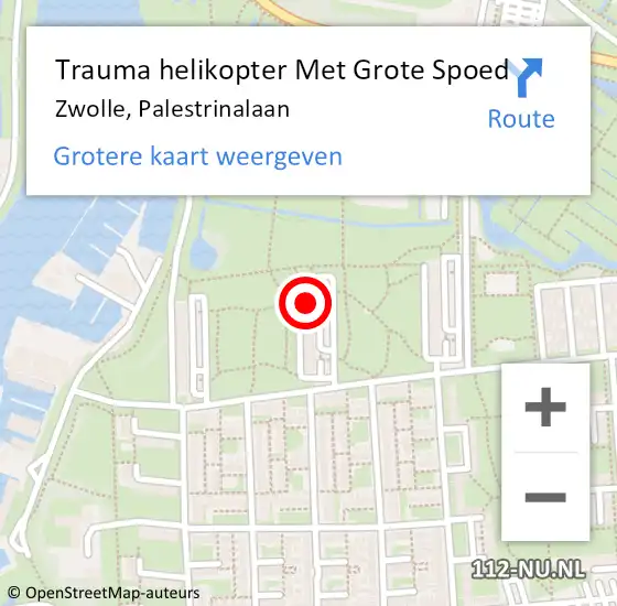 Locatie op kaart van de 112 melding: Trauma helikopter Met Grote Spoed Naar Zwolle, Palestrinalaan op 24 maart 2024 10:27