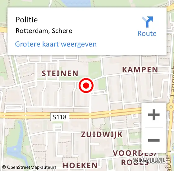 Locatie op kaart van de 112 melding: Politie Rotterdam, Schere op 24 maart 2024 10:40