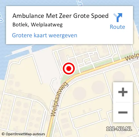 Locatie op kaart van de 112 melding: Ambulance Met Zeer Grote Spoed Naar Botlek, Welplaatweg op 24 maart 2024 10:48