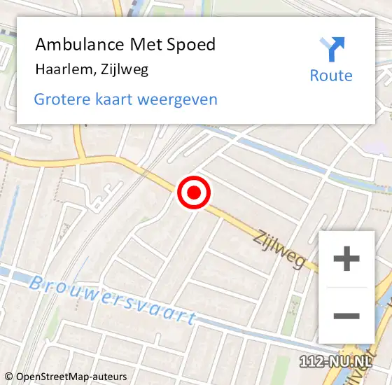 Locatie op kaart van de 112 melding: Ambulance Met Spoed Naar Haarlem, Zijlweg op 24 maart 2024 11:26