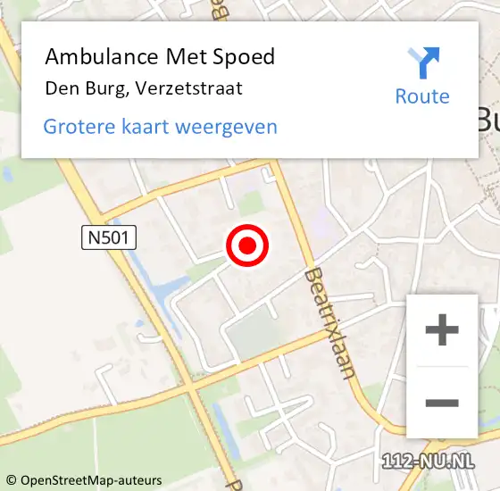 Locatie op kaart van de 112 melding: Ambulance Met Spoed Naar Den Burg, Verzetstraat op 24 maart 2024 11:27