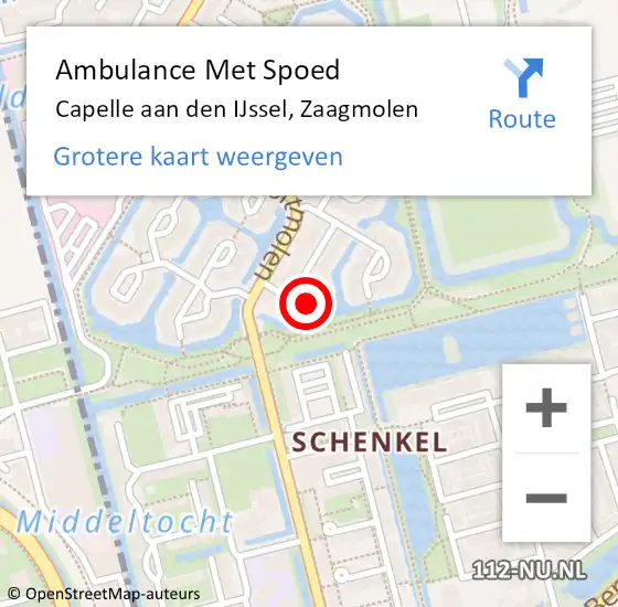 Locatie op kaart van de 112 melding: Ambulance Met Spoed Naar Capelle aan den IJssel, Zaagmolen op 24 maart 2024 12:12
