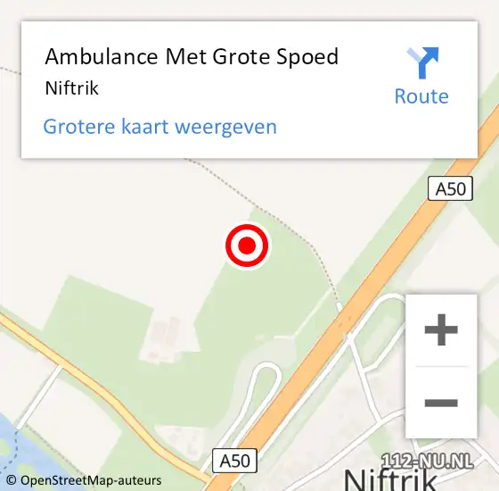 Locatie op kaart van de 112 melding: Ambulance Met Grote Spoed Naar Niftrik op 24 maart 2024 12:18