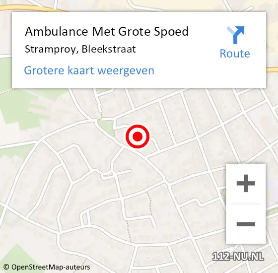 Locatie op kaart van de 112 melding: Ambulance Met Grote Spoed Naar Stramproy, Bleekstraat op 24 maart 2024 12:24