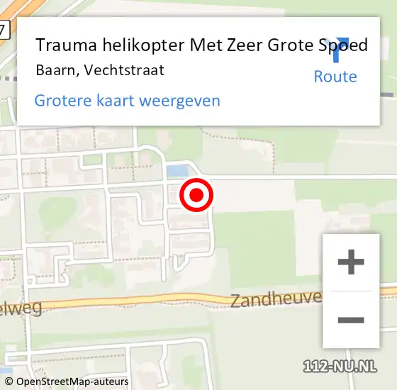 Locatie op kaart van de 112 melding: Trauma helikopter Met Zeer Grote Spoed Naar Baarn, Vechtstraat op 24 maart 2024 12:36