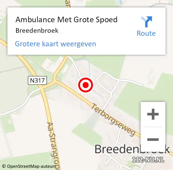 Locatie op kaart van de 112 melding: Ambulance Met Grote Spoed Naar Breedenbroek op 24 maart 2024 12:51