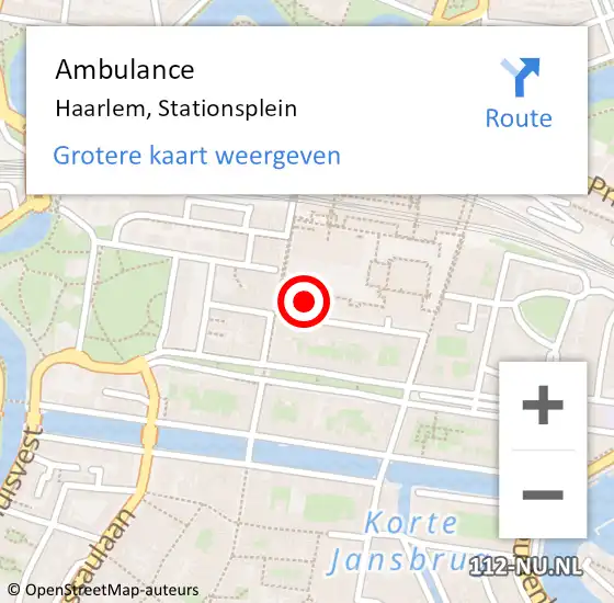 Locatie op kaart van de 112 melding: Ambulance Haarlem, Stationsplein op 24 maart 2024 13:27