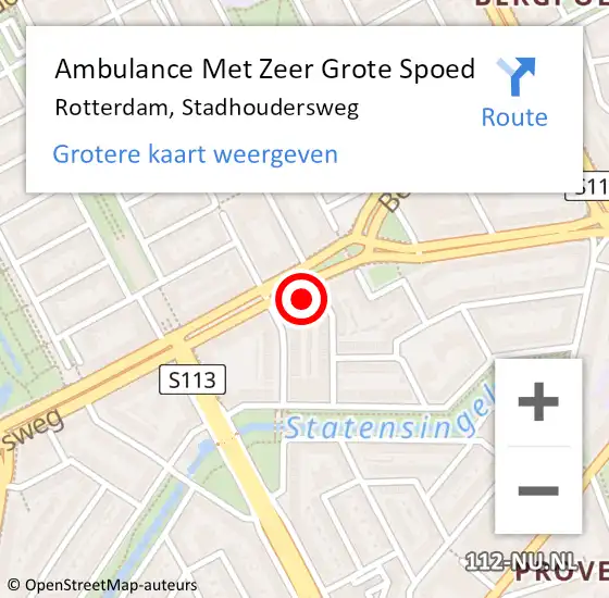 Locatie op kaart van de 112 melding: Ambulance Met Zeer Grote Spoed Naar Rotterdam, Stadhoudersweg op 24 maart 2024 13:37