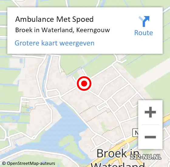 Locatie op kaart van de 112 melding: Ambulance Met Spoed Naar Broek in Waterland, Keerngouw op 24 maart 2024 13:49