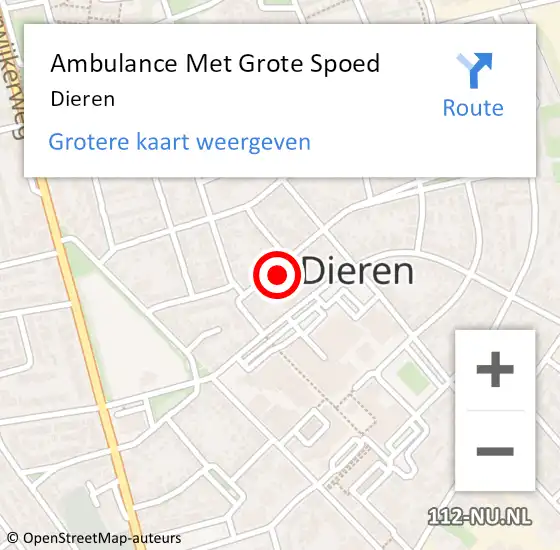 Locatie op kaart van de 112 melding: Ambulance Met Grote Spoed Naar Dieren op 24 maart 2024 14:00