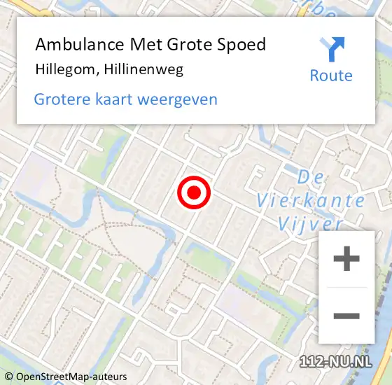 Locatie op kaart van de 112 melding: Ambulance Met Grote Spoed Naar Hillegom, Hillinenweg op 24 maart 2024 14:03