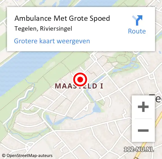 Locatie op kaart van de 112 melding: Ambulance Met Grote Spoed Naar Tegelen, Riviersingel op 24 maart 2024 14:08