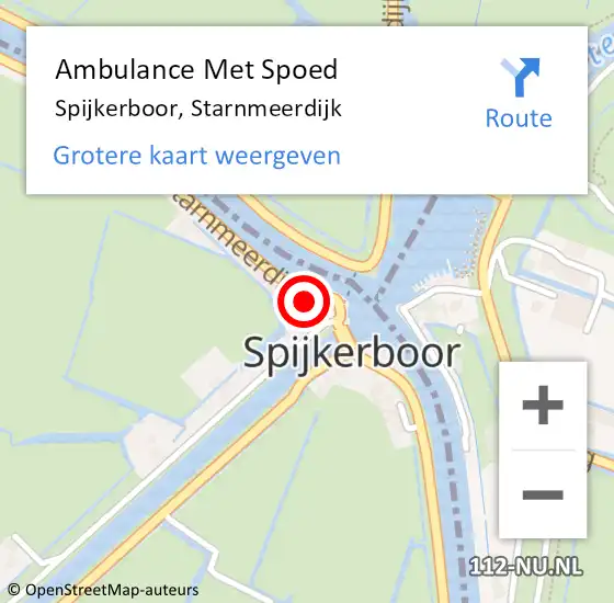 Locatie op kaart van de 112 melding: Ambulance Met Spoed Naar Spijkerboor, Starnmeerdijk op 24 maart 2024 14:11