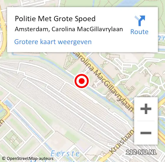 Locatie op kaart van de 112 melding: Politie Met Grote Spoed Naar Amsterdam, Carolina MacGillavrylaan op 24 maart 2024 14:17