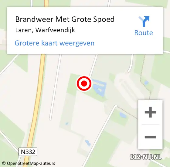 Locatie op kaart van de 112 melding: Brandweer Met Grote Spoed Naar Laren, Warfveendijk op 24 maart 2024 14:29