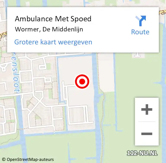 Locatie op kaart van de 112 melding: Ambulance Met Spoed Naar Wormer, De Middenlijn op 24 maart 2024 14:31