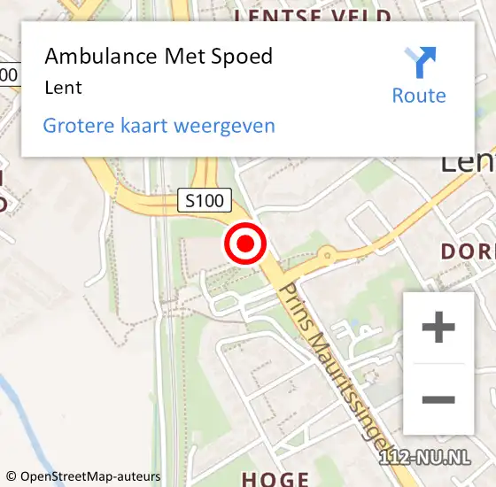 Locatie op kaart van de 112 melding: Ambulance Met Spoed Naar Lent op 24 maart 2024 14:31