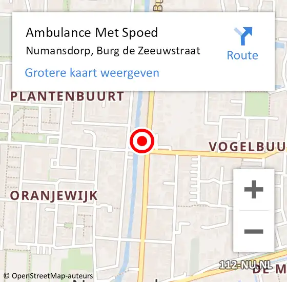 Locatie op kaart van de 112 melding: Ambulance Met Spoed Naar Numansdorp, Burg de Zeeuwstraat op 24 maart 2024 14:37