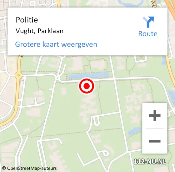 Locatie op kaart van de 112 melding: Politie Vught, Parklaan op 24 maart 2024 14:43