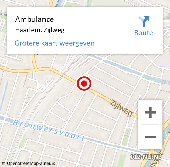 Locatie op kaart van de 112 melding: Ambulance Haarlem, Zijlweg op 24 maart 2024 15:01