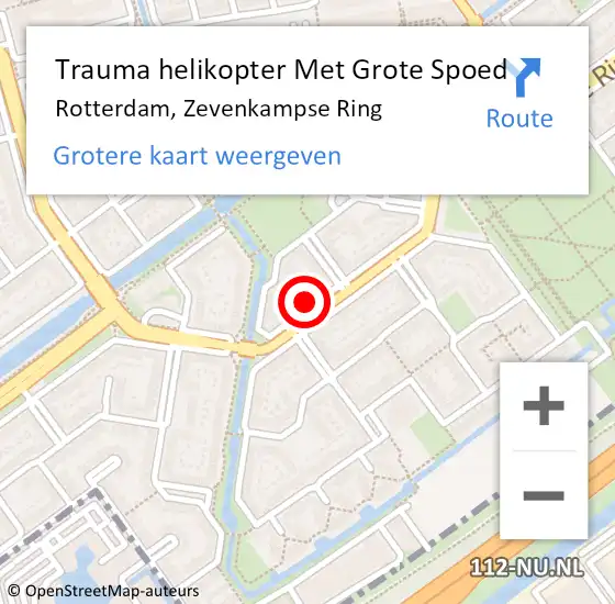Locatie op kaart van de 112 melding: Trauma helikopter Met Grote Spoed Naar Rotterdam, Zevenkampse Ring op 24 maart 2024 15:15