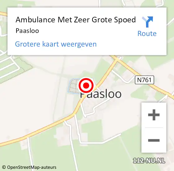 Locatie op kaart van de 112 melding: Ambulance Met Zeer Grote Spoed Naar Paasloo op 24 maart 2024 15:38